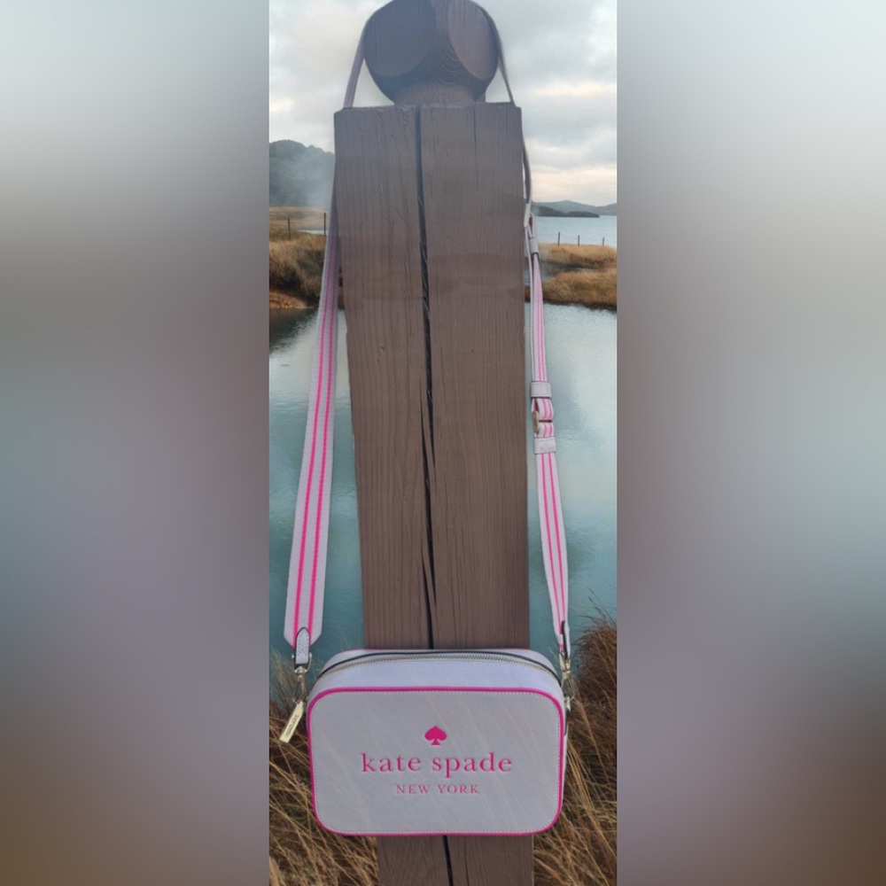 Kate Spade NEW Pink Crossbody Mini Camera Bag with Guitar Strap - Picture 3 of 16